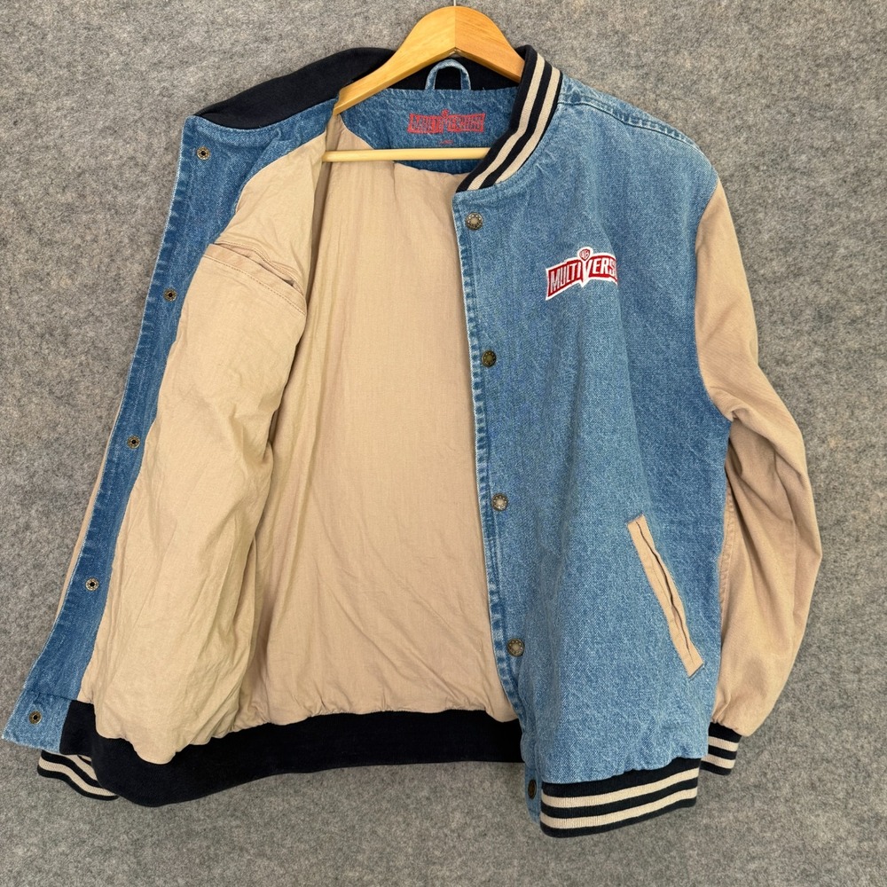 WB Multiversus‎ Denim Varsity Jacket Men Large Game Official Merch Gaming RARE - Picture 13 of 14